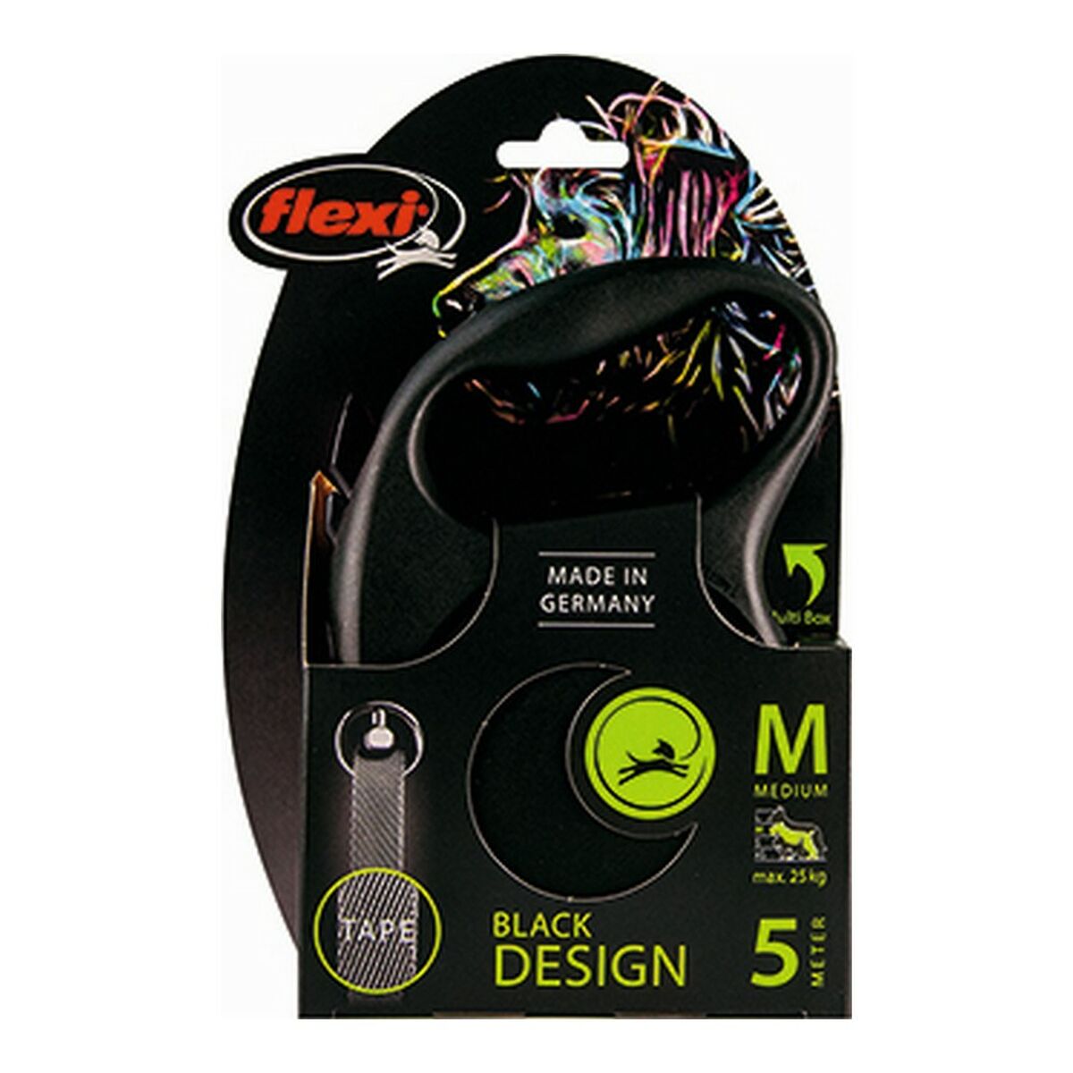 Pasji svinec Flexi BLACK DESIGN 5 m Velikost M Silver